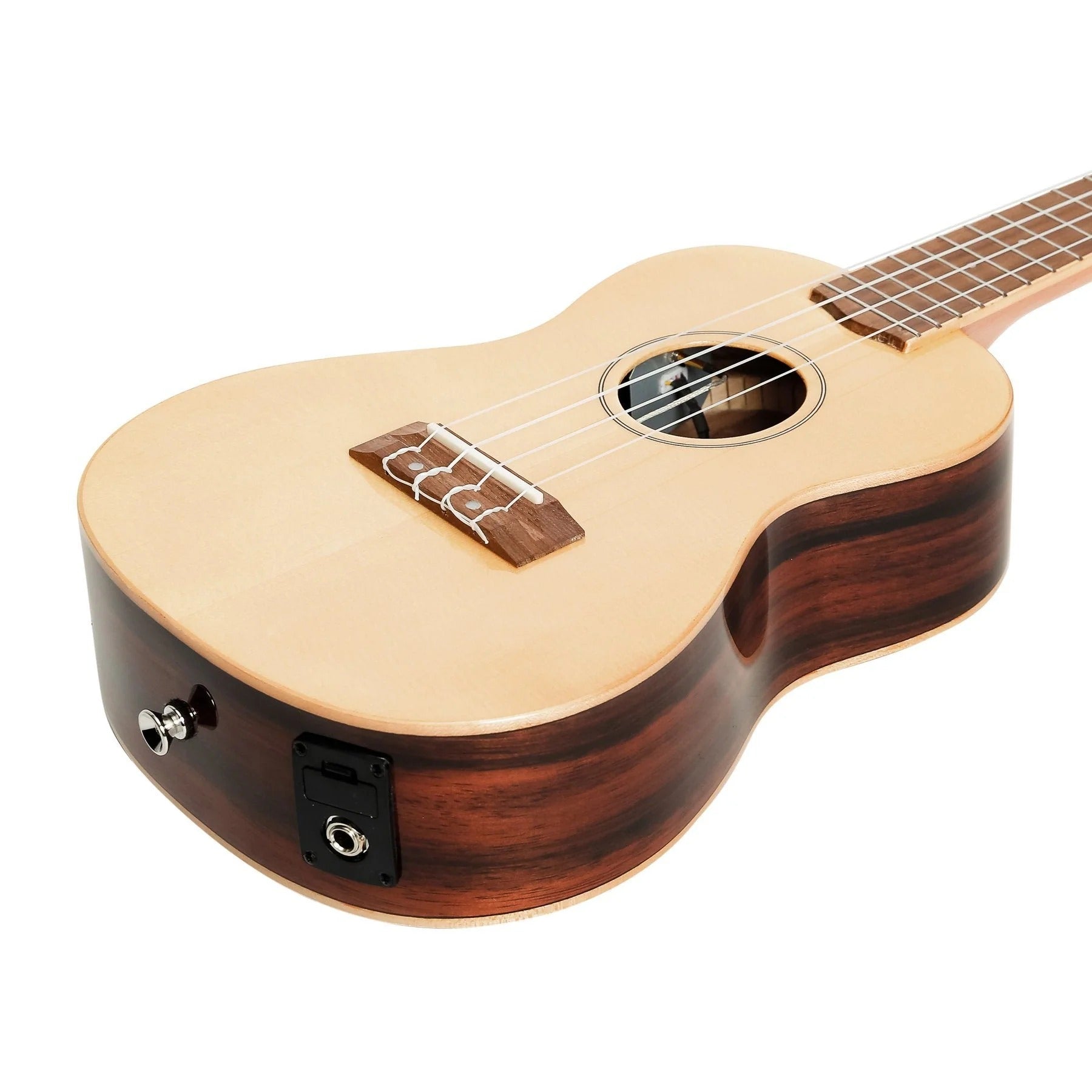 Martinez Southern Belle 7 Series Spruce Electric Concert Ukulele with Hard Case (Natural Gloss)