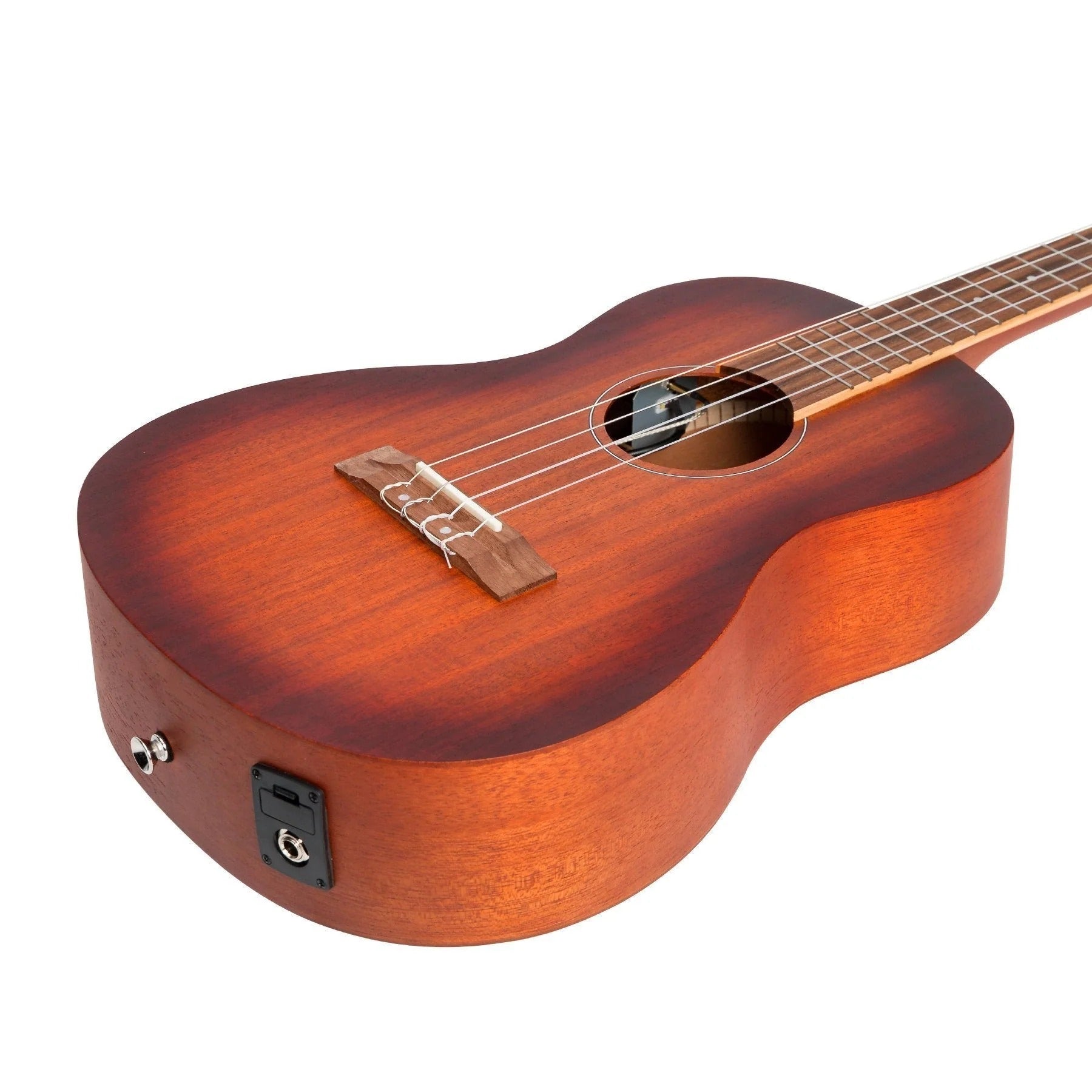 Martinez Southern Belle Electric Baritone Ukulele - Solid Mahogany Top with Hard Case (Sunburst)