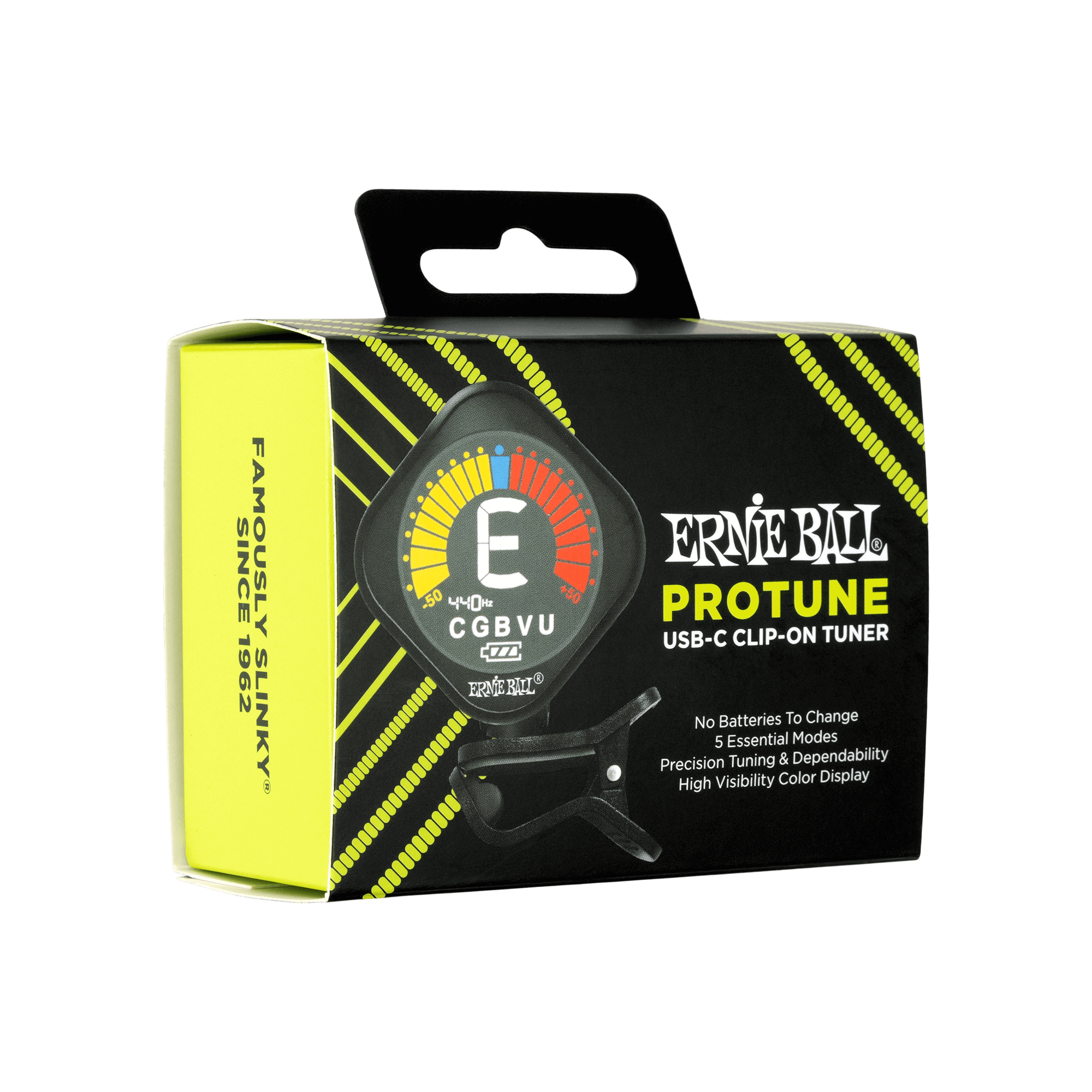 Ernie Ball ProTune USB-C Rechargeable Clip-On Guitar Tuner - Professional Precision Tuning