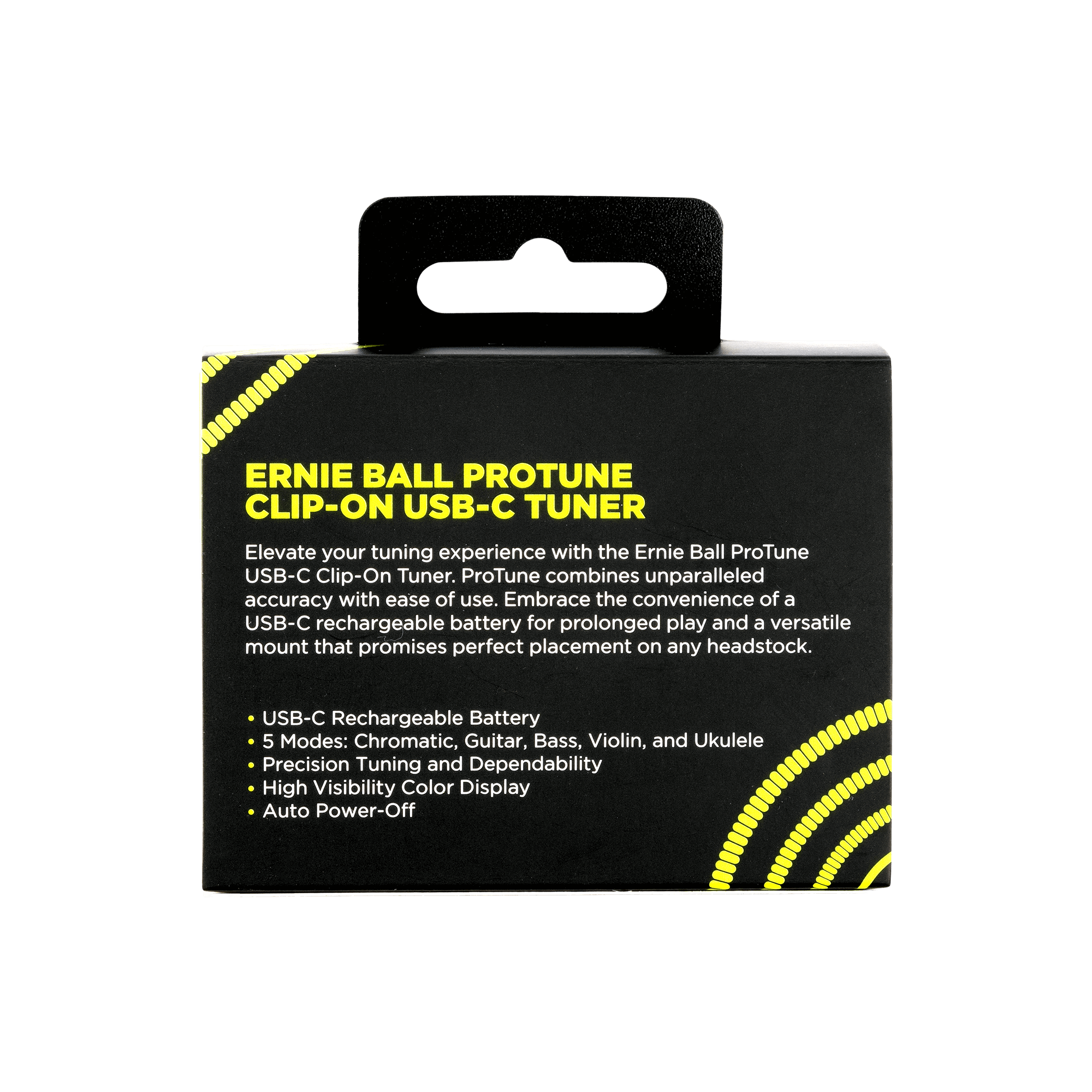 Ernie Ball ProTune USB-C Rechargeable Clip-On Guitar Tuner - Professional Precision Tuning