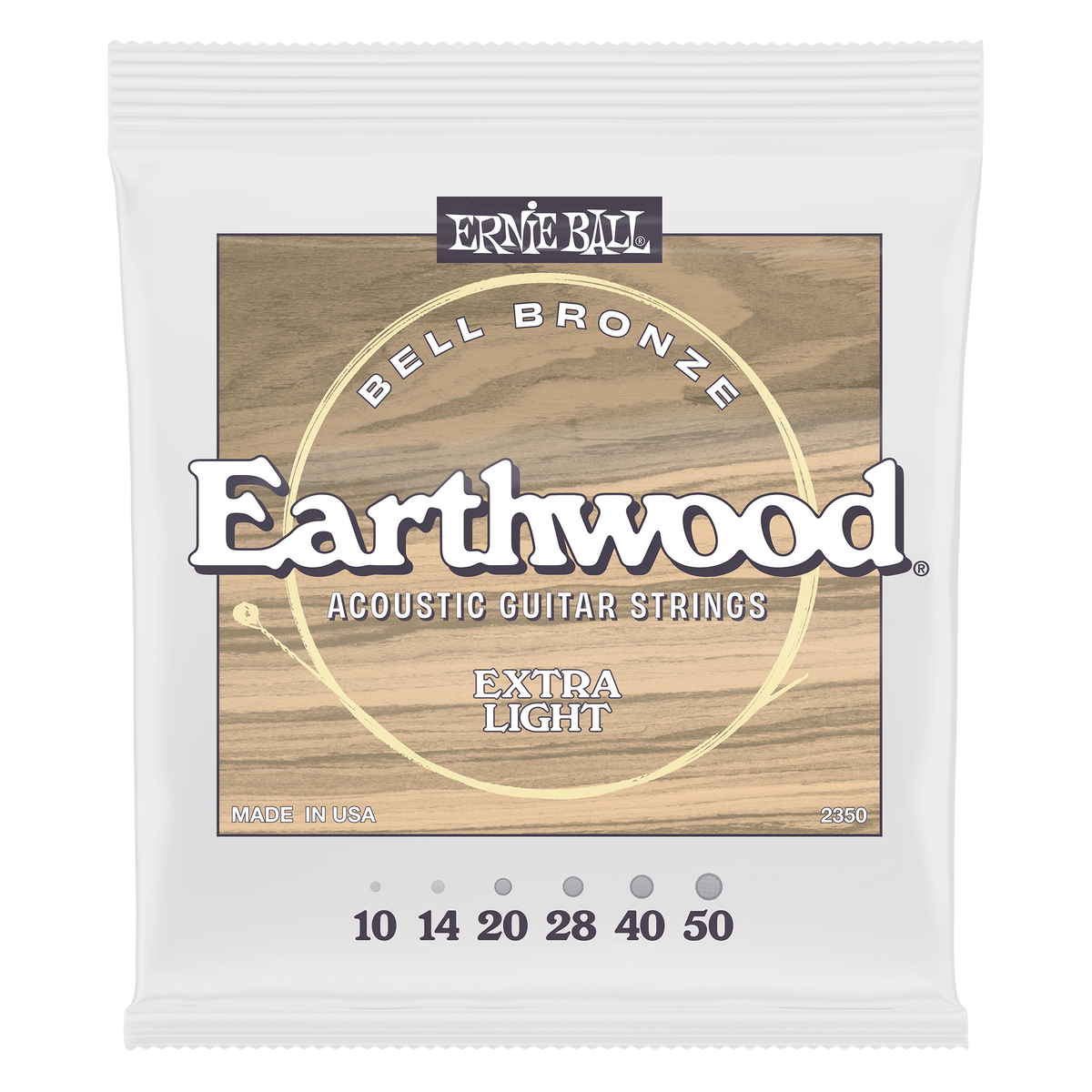 Ernie Ball Extra Light Earthwood Bell Bronze Acoustic Guitar Strings 10-50 Gauge