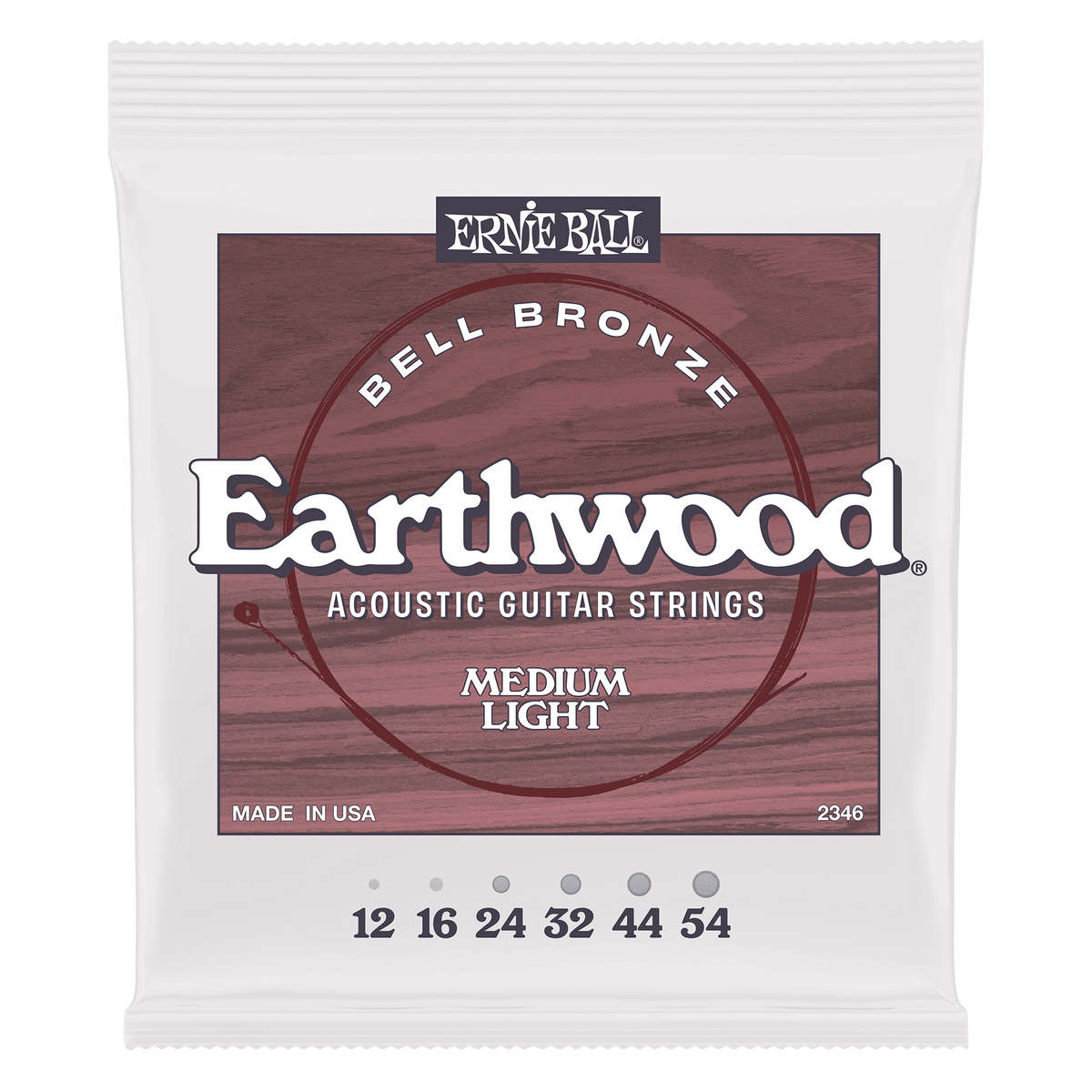 Ernie Ball Medium Light Earthwood Bell Bronze Acoustic Guitar Strings 12-54 Gauge