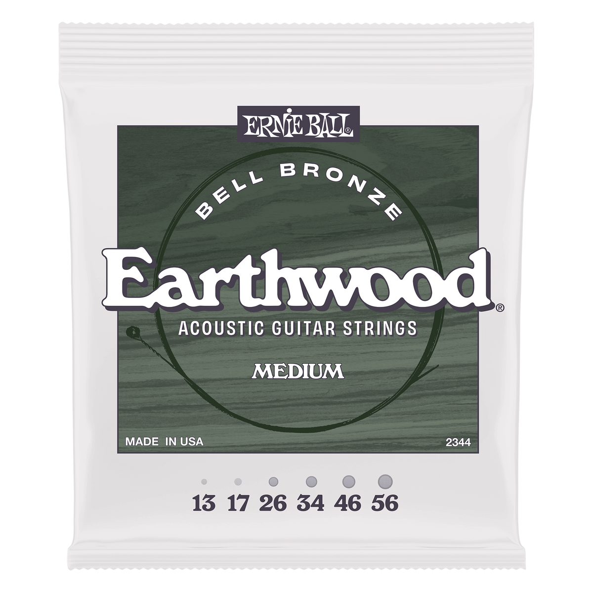Ernie Ball Medium Earthwood Bell Bronze Acoustic Guitar Strings 13-56 Gauge