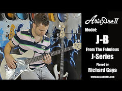 Aria J Series J-B Electric Bass Guitar in See-Thru Vintage White