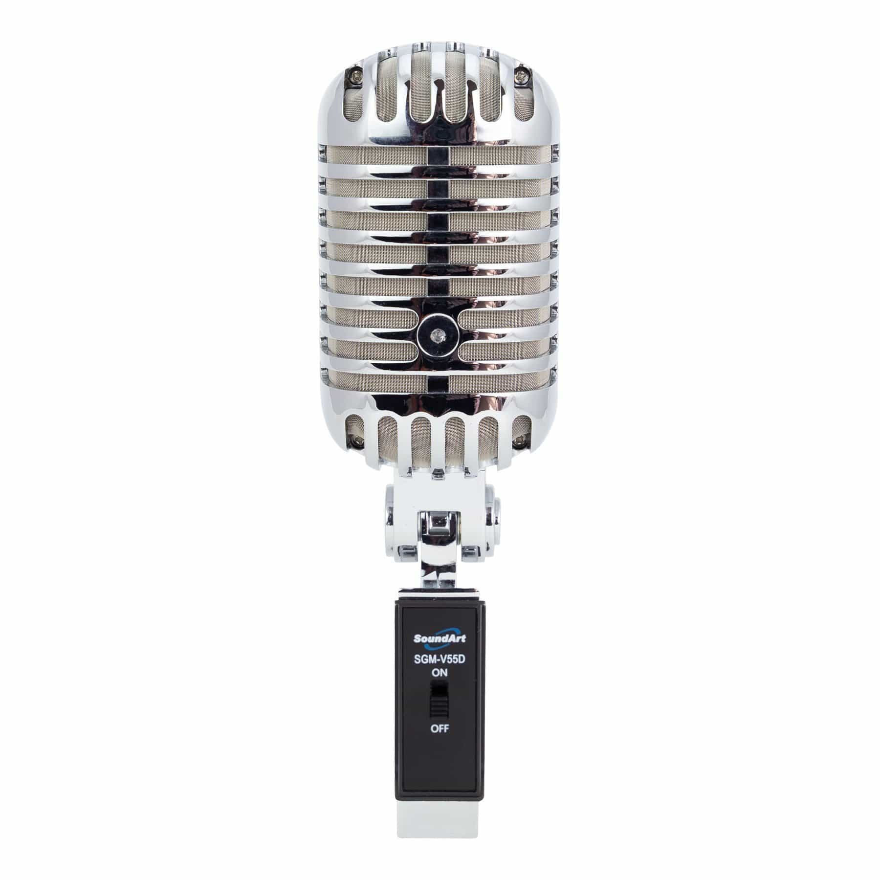 SoundArt 'Vintage' Dynamic Microphone with Deluxe Carry Case (Chrome)-SGM-V55D-CHR