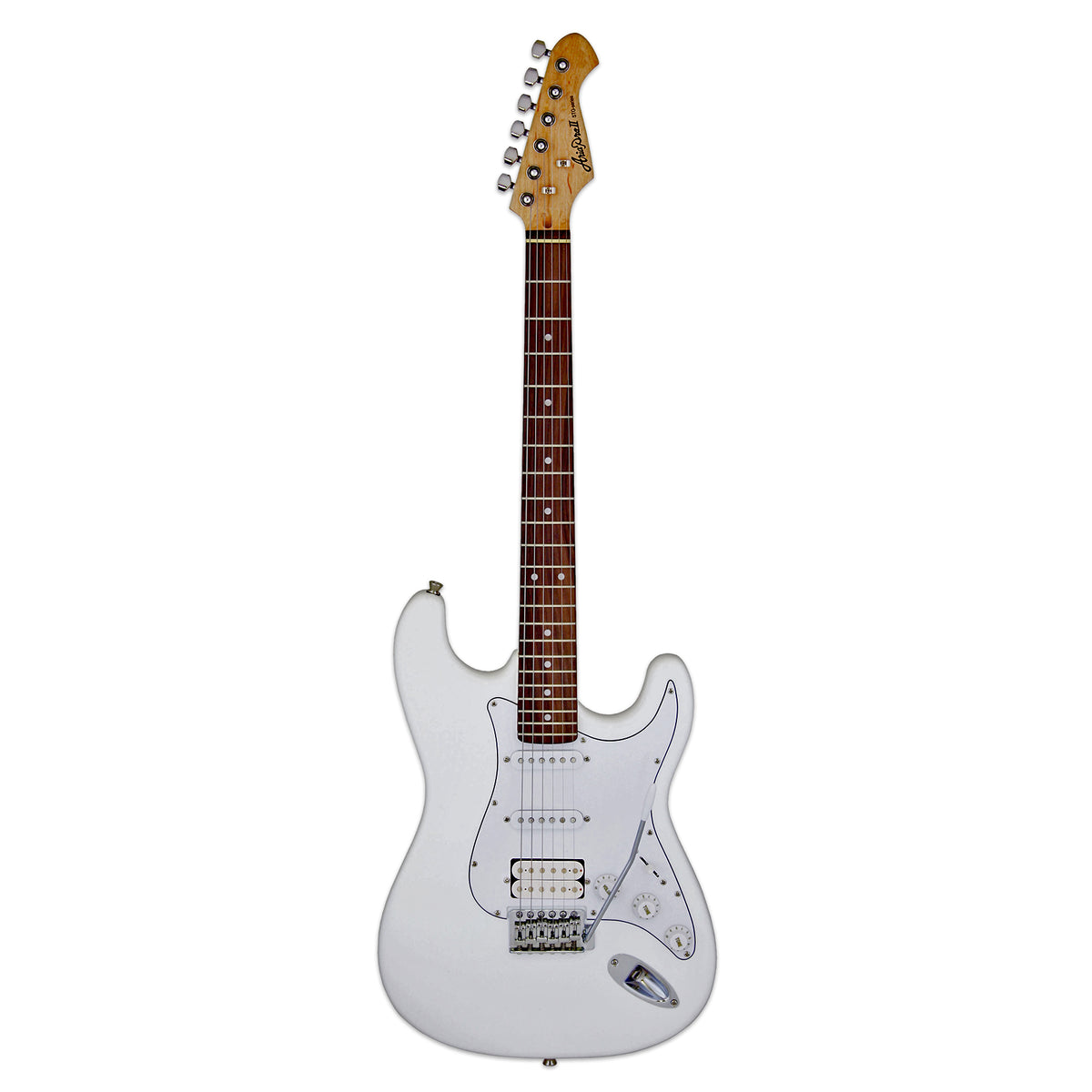 Aria STG-004 Series Electric Guitar in White with White Pickguard