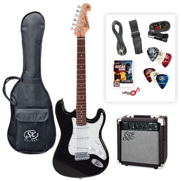 SX SE1SK 4/4 Electric Guitar Package in Black