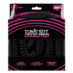 Ernie Ball Coiled Straight Instrument Cable, 9 Meters Length, Black