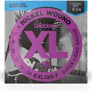 D'Addario EXL120-7 Nickel Wound 7-String Electric Guitar Strings, Super Light, 9-54