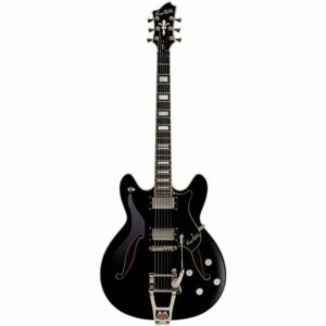 Hagstrom Tremar Viking Deluxe Semi-Hollow Guitar in Black Gloss
